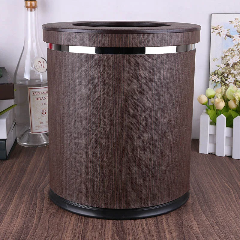 

European luxuriou rubbish bins kitchen waste basket Double layer trash bin metal kitchen trash can for home decoration PLJT13