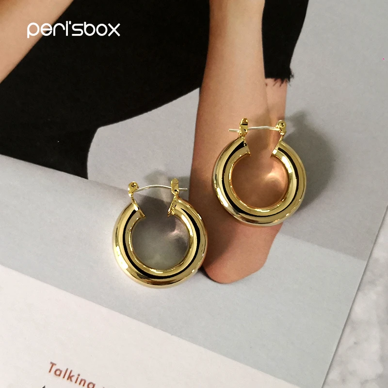 Женские серьги кольца Peri'sBox из латуни толщиной 24 мм Простые открытые ювелирные