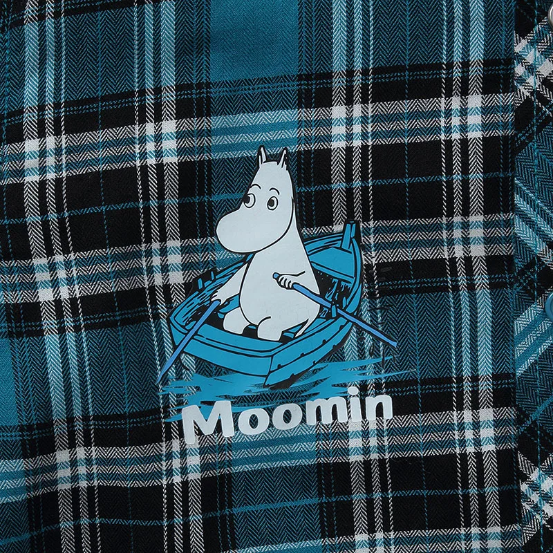 Moomin/клетчатая футболка для мальчиков дешевая Повседневная с длинными рукавами и
