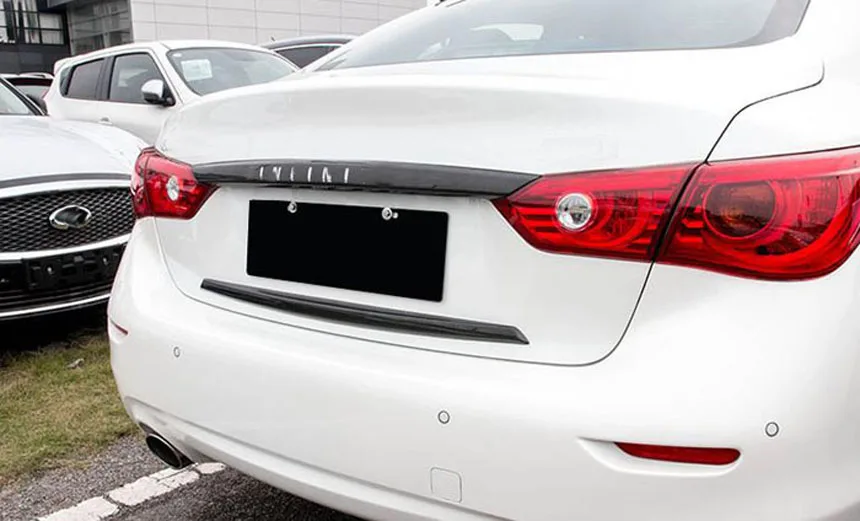 Внешние аксессуары для infiniti Q50 Q50L багажник Задняя дверь бампер из углеродного волокна декоративная защитная наклейка крышка