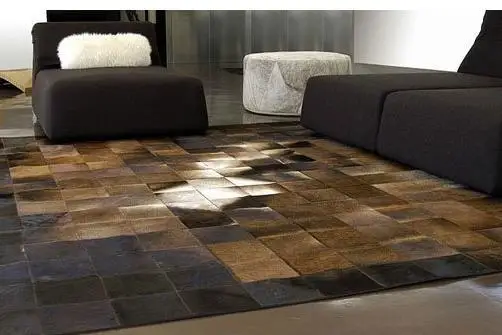 

Fashionable art carpet 100% natural genuine cowhide leather floor rugs