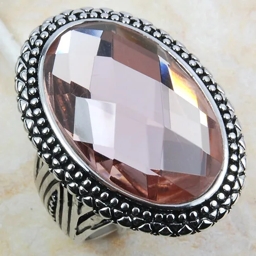 

Huge Morganite Women 925 Sterling Silver Ring F801 Size 6 7 8 9 10