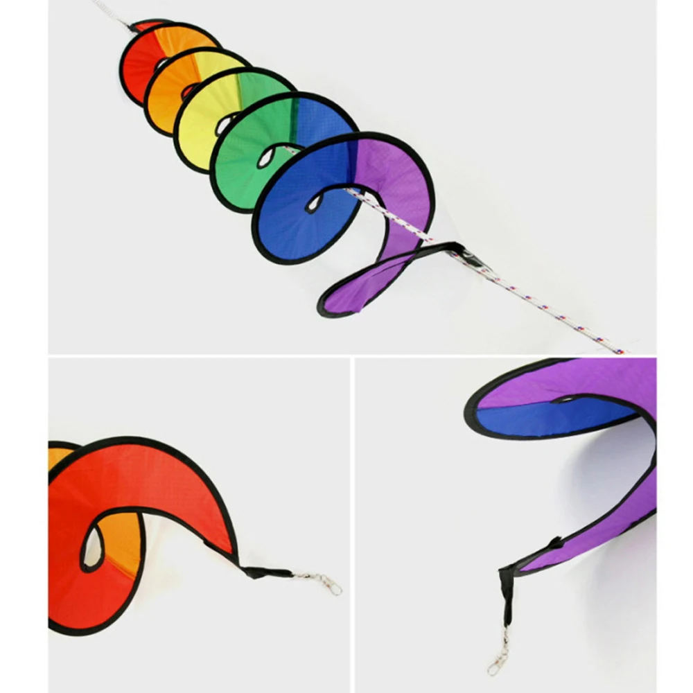 Красочная Спиральная Ветряная мельница нейлоновая Радужная ветряная вертушка