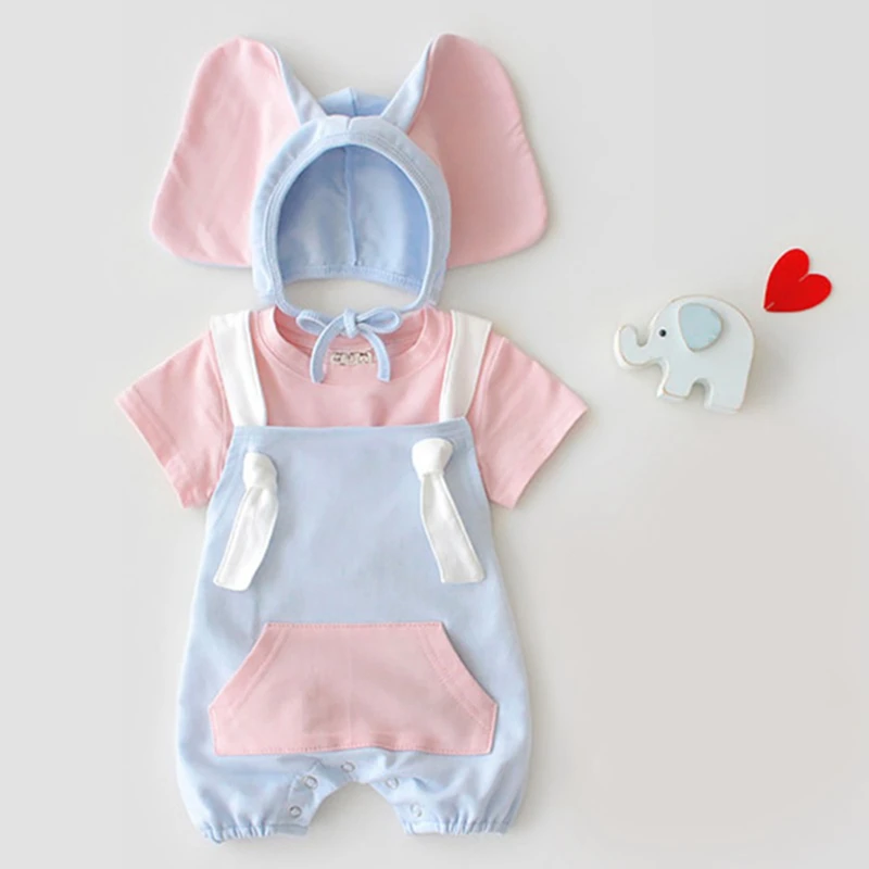 3M-3T 2pcs Summer Newborn Baby Girls Boys Clothes Set Sleeveless Cartoon Bodysuit Casual Jumpsuit With Hat | Детская одежда и