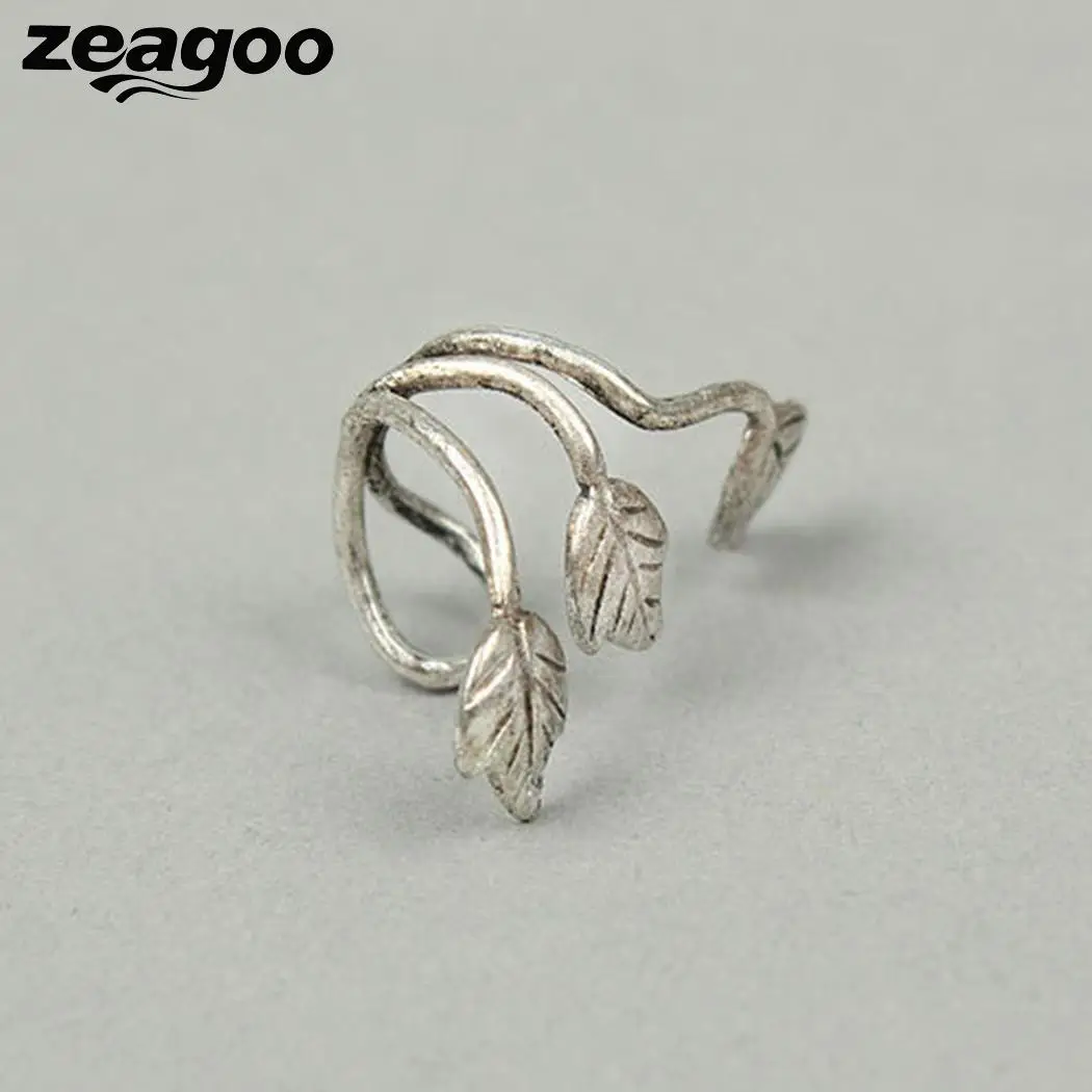 Клип уха Стиль не покрытием листьев ретро Элегантные Для женщин пирсинг серебро