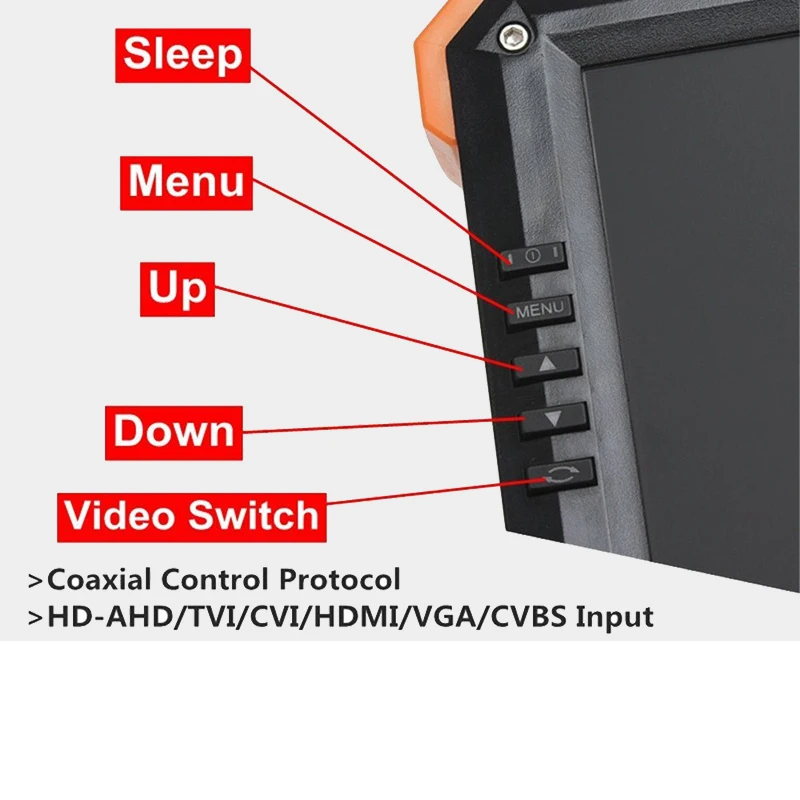 

7 inch CCTVCamera Tester UTC 4MP AHD 3MP TVI 1080P CVI CCTV Tester Monitor Support VGA and HDMI Input Security Camera