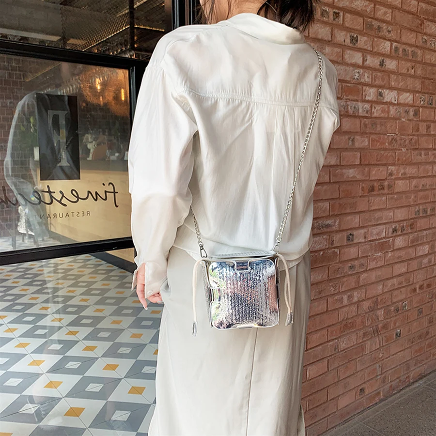 Модные Sequines Box стильные женские сумки на плечо роскошные Сумки из искусственной