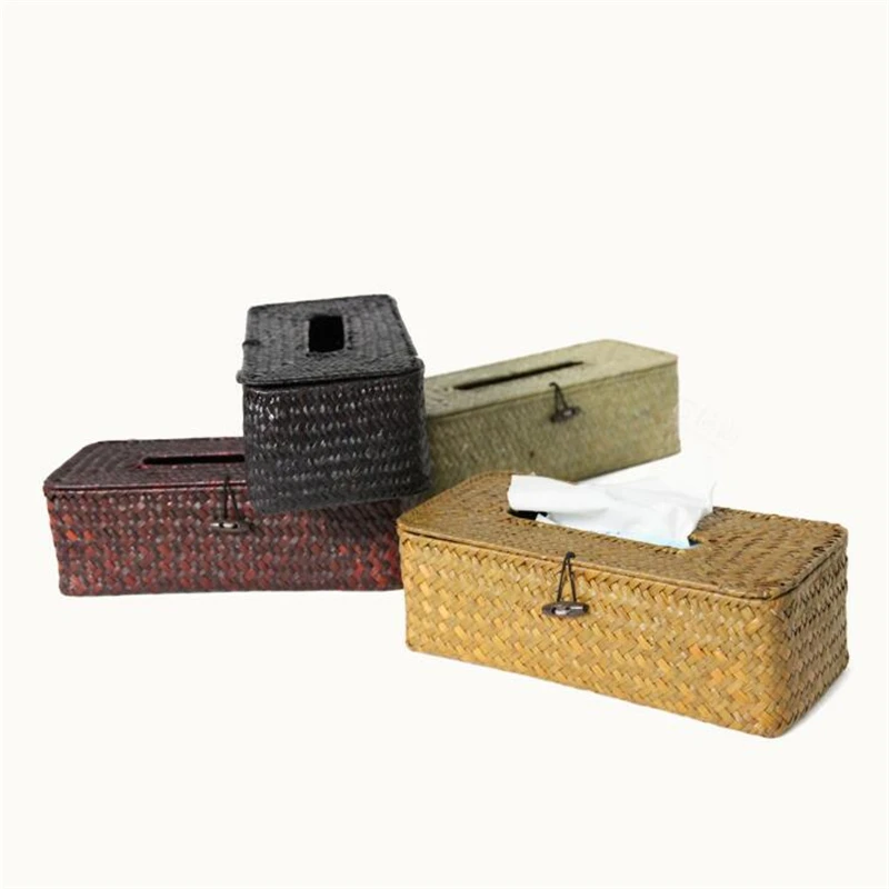 Настольный Декор Плетеный соломенный с одноразовыми салфетками прямоугольник