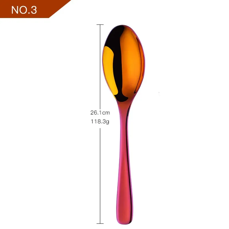 rainbow no.3 spoon 1 Кухонные принадлежности, ложка для салата, вилка, дуршлаг, Высококачественная ложка для смешивания, ресторанная посуда, посуда для общественного питания, инструмент для буфета - Цвет: rainbow no.3 spoon 1