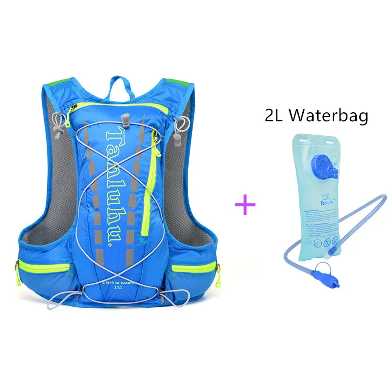 Blue 2L Waterbag Уличная спортивная сумка, рюкзак для кемпинга, жилет для бега, походная Сумка для бега, рюкзак для гидратации воды+ 2L водонепроницаемая сумка(опционально - Цвет: Blue 2L Waterbag