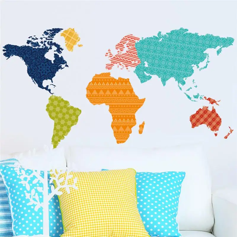 

Colorful PVC 60x90cm World Map Removable Vinyl Decal Art Mural Home Decor Wall Stickers or World Trip Map Wall Sticker