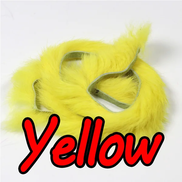 yellow 2 шт 5 мм широкий Кролик Мех заяц Zonker полоски для завязывания мух материал стример Рыбалка мух решений - Цвет: yellow