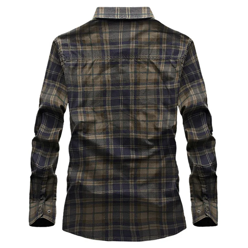 Тактическая армейская рубашка в стиле милитари мужская клетчатая хлопковая