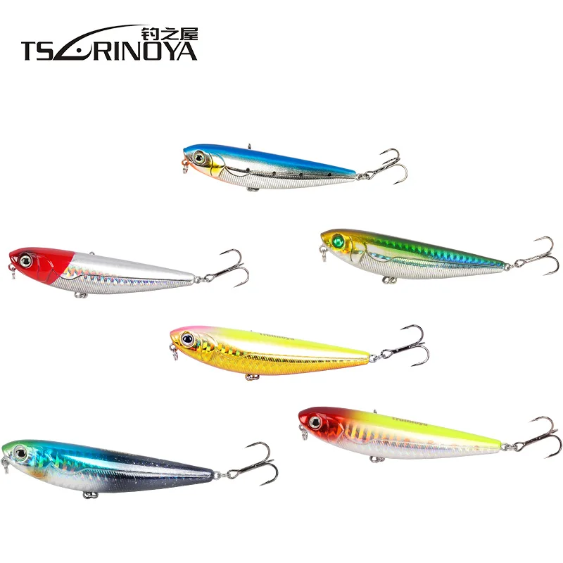Tsurinoya 6Pcs 85mm 10g Top Water Pencil Bait Hard Fishing Lure Treble Hook Isca Artificial Para Pesca Wobblers Leurre Peche | Спорт и