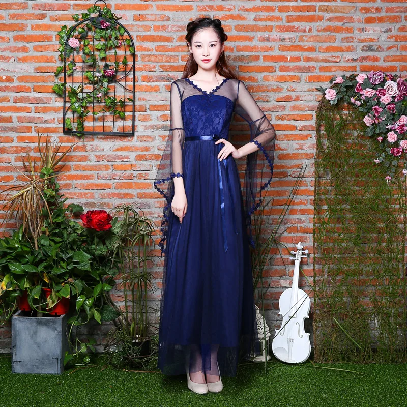 Navy Blue F Beauty Emily длинное розовое Недорогое Платье для подружки невесты элегантное платье с вырезом "лодочка" с открытыми плечами свадебное платье для гостей много стилей доступны - Цвет: Navy Blue F