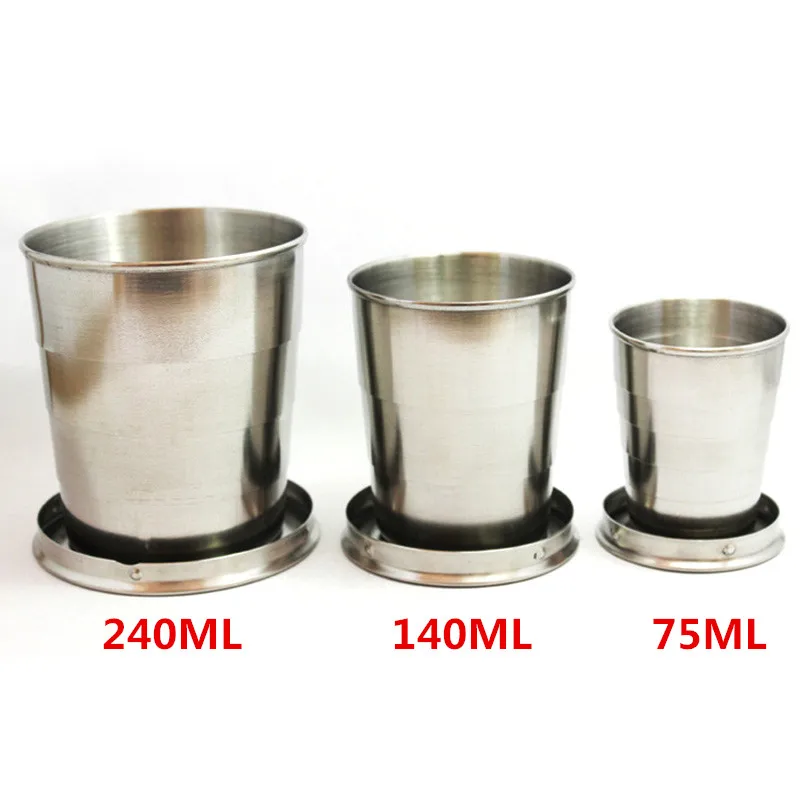 Уличный инструмент S/M/L портативные складные чашки из нержавеющей стали для