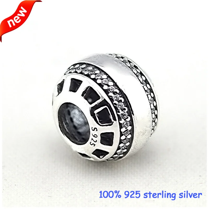 Подходит для браслетов Pandora Forever серебряные бусины с прозрачными фианитами 100% 925