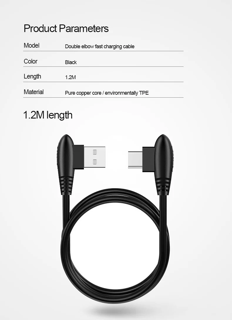 APPACS usb type C 90 градусов быстрая зарядка USB C кабель L type-c шнур для передачи данных зарядное устройство для samsung S8 S9 Note 8 Xiaomi mi6 usb type-C