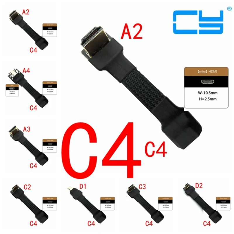 FPV Mini HDMI-совместимый разъем для HDMI 2 0 тип A и мини Тип C/Micro D экранированный FPC