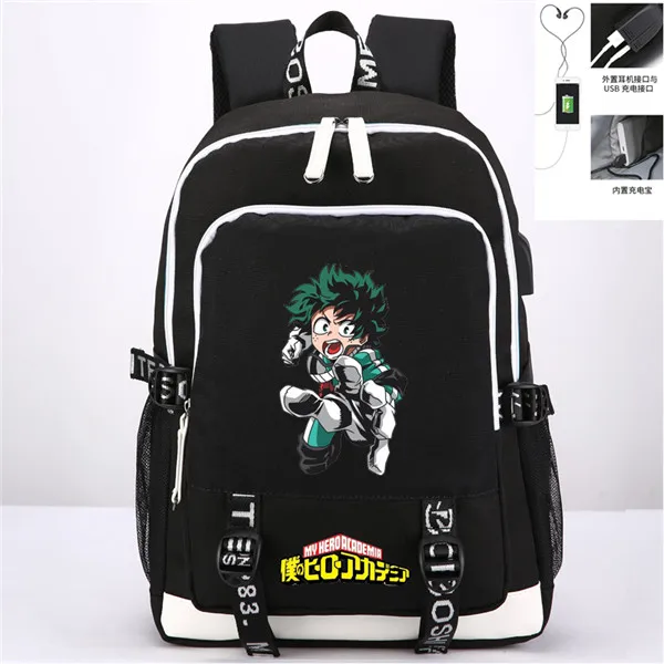 Style 2 Мой герой Academia аниме-Рюкзак Повседневная сумка USB порт рюкзак Сумка подростковая Студенческая школьная дорожная сумка для ноутбука - Цвет: Style 2