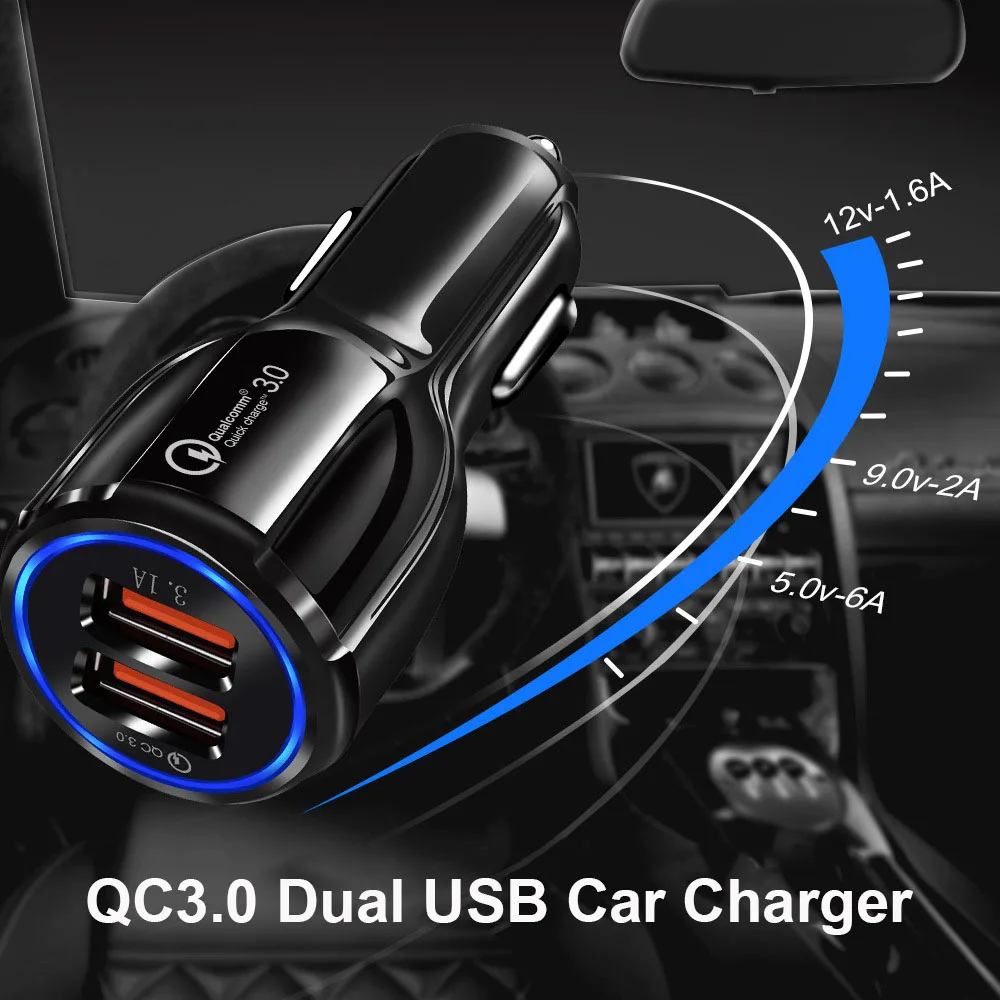 Автомобильное USB зарядное устройство Quick Charge 3 0 мобильный телефон Dual быстрое QC для