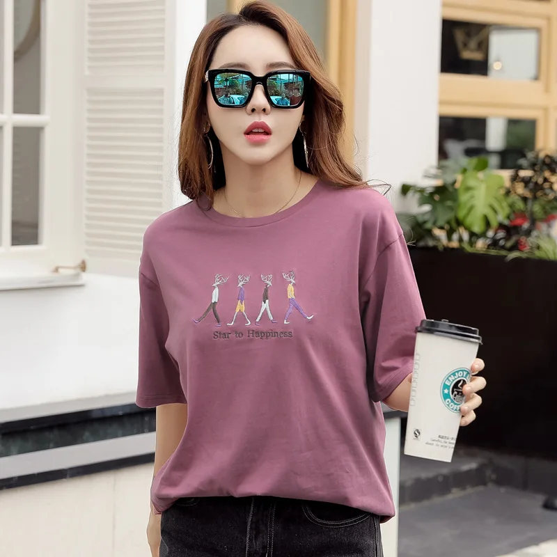 Женская футболка Женский Топ летний вышивка короткий рукав зеленая топ уличная