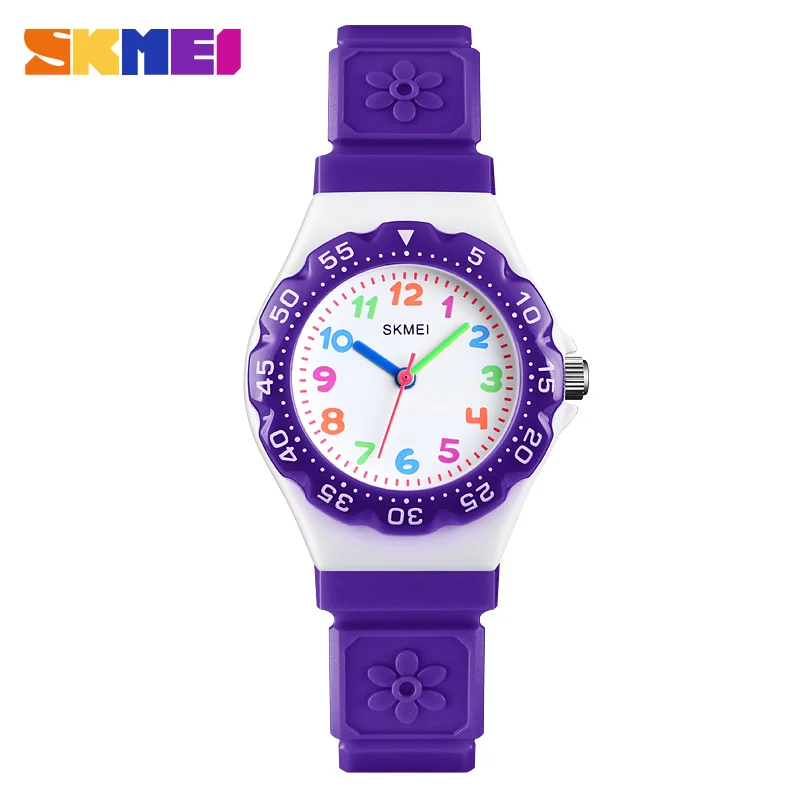 purple SKMEI брендовые Детские часы, модные милые кварцевые часы, Детские Водонепроницаемые наручные часы для детей, для мальчиков и девочек, montre enfant - Цвет: purple