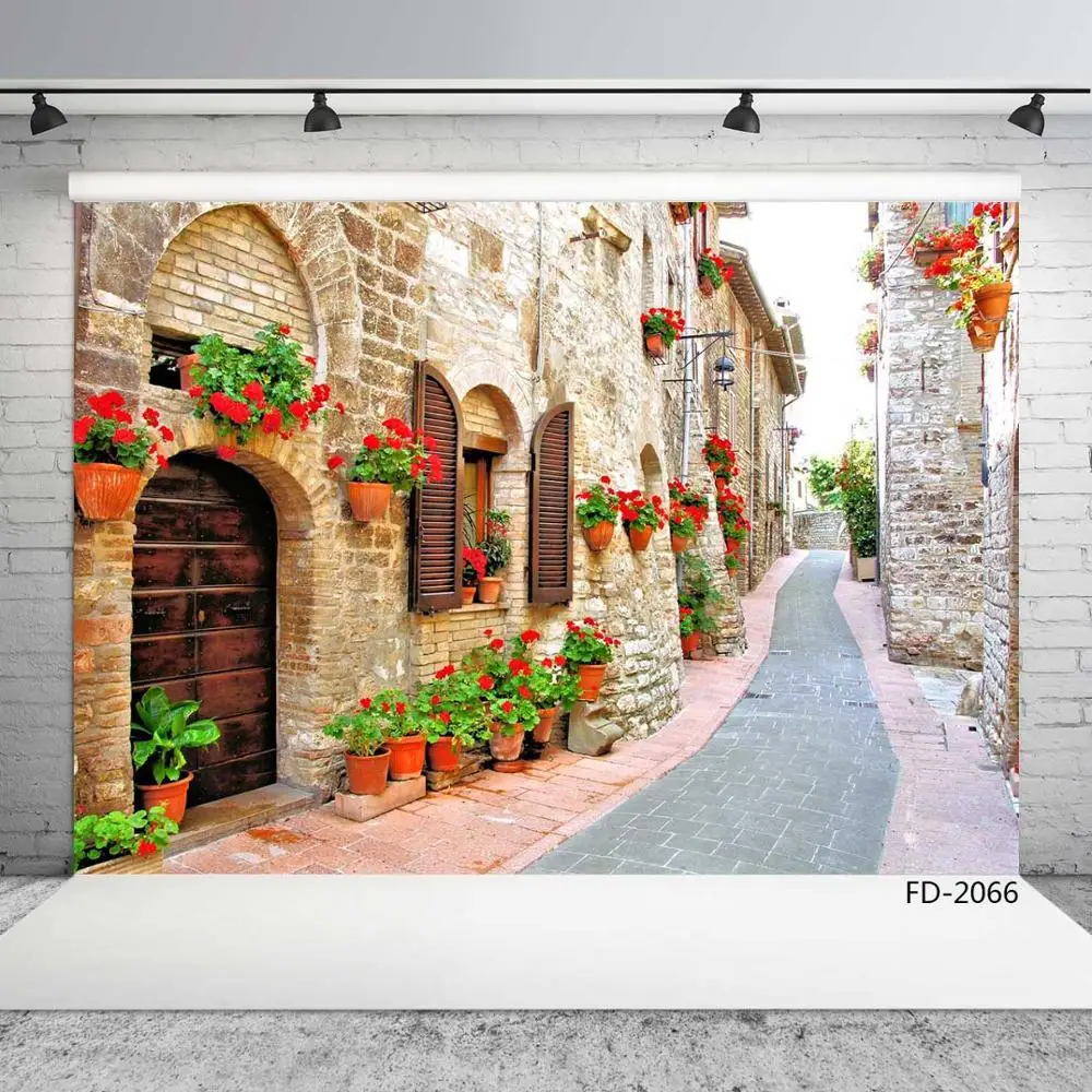 

Old Building Town Roadway Photo Backgrounds Vinyl Cloth Photography Backdrops for Photo Studio Baby Children Portrait Photobooth