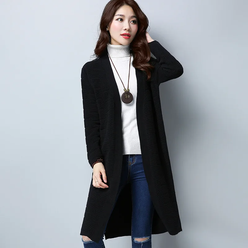 MEIL2017 winter and new products debut women's coat solid color atmosphere ladies long knitted jacket thin wholesale |