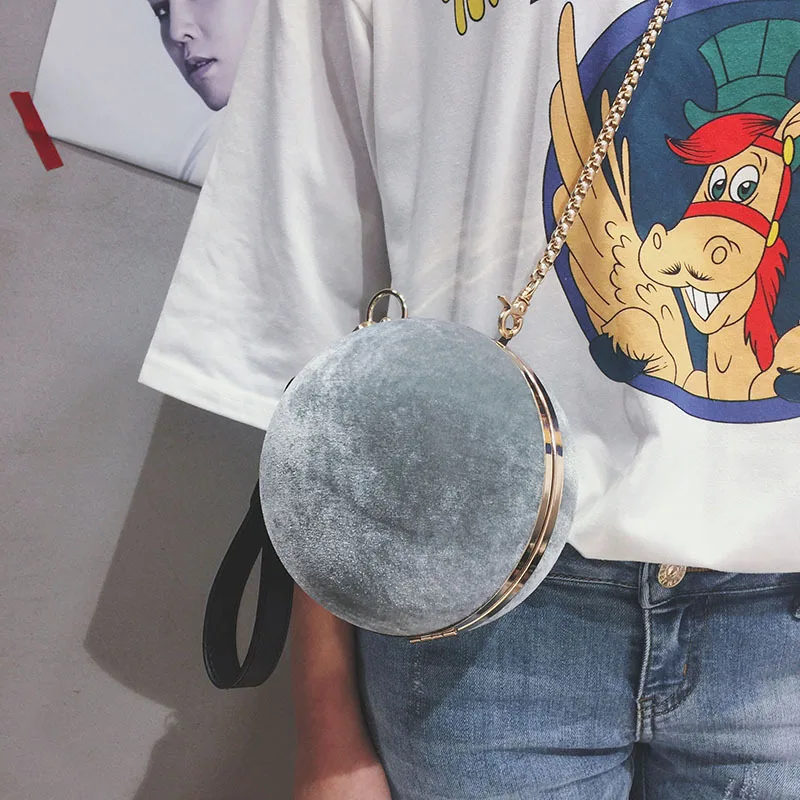 

longmiao Women's Small Cute Circular Evening Bag Bridal Wedding Round Ball Wrist Crossbody Messenger Bag Clutch Purse Handbag
