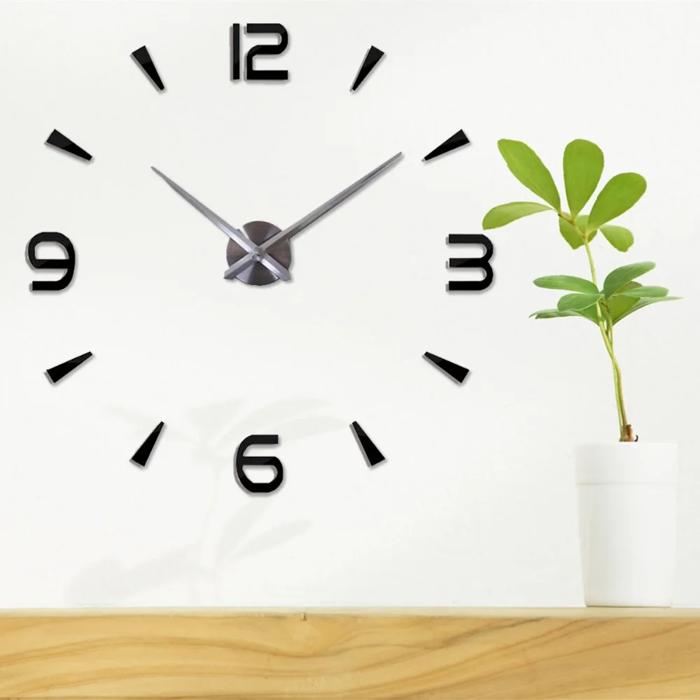Rush зеркальные большие цифровые настенные часы домашний декор стикер для