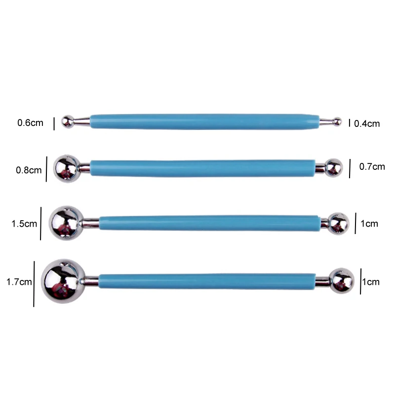 4pcs 4 шт./компл. сахарный карфт помадка для украшения торта инструмент для резьбы из нержавеющей стали купольный комплект молдинга шариковые палочки Полимерная глина инструменты - Цвет: 4pcs