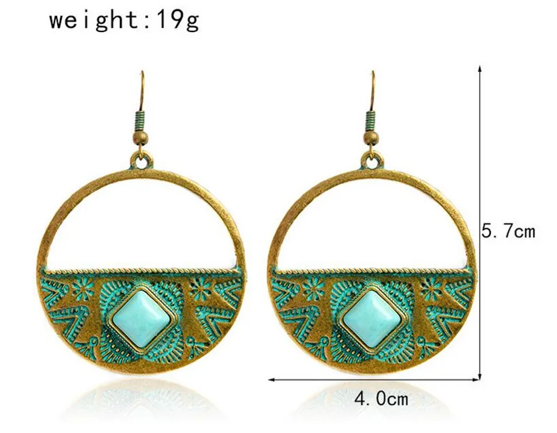 Винтажные камень кулон серьги Круглый Цветок Резные большие круглые букле