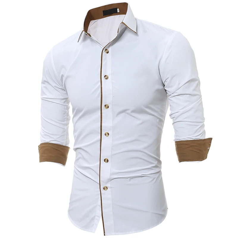 Мужские рубашки 2018 с длинным рукавом Повседневные хитовые цвета Chemise Homme