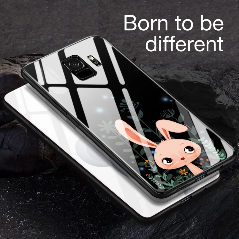 Tempered Glass Case For Samsung Galaxy S8 Cover Cute Cartoon Protective S9 Plus Shockproof Bumpers |