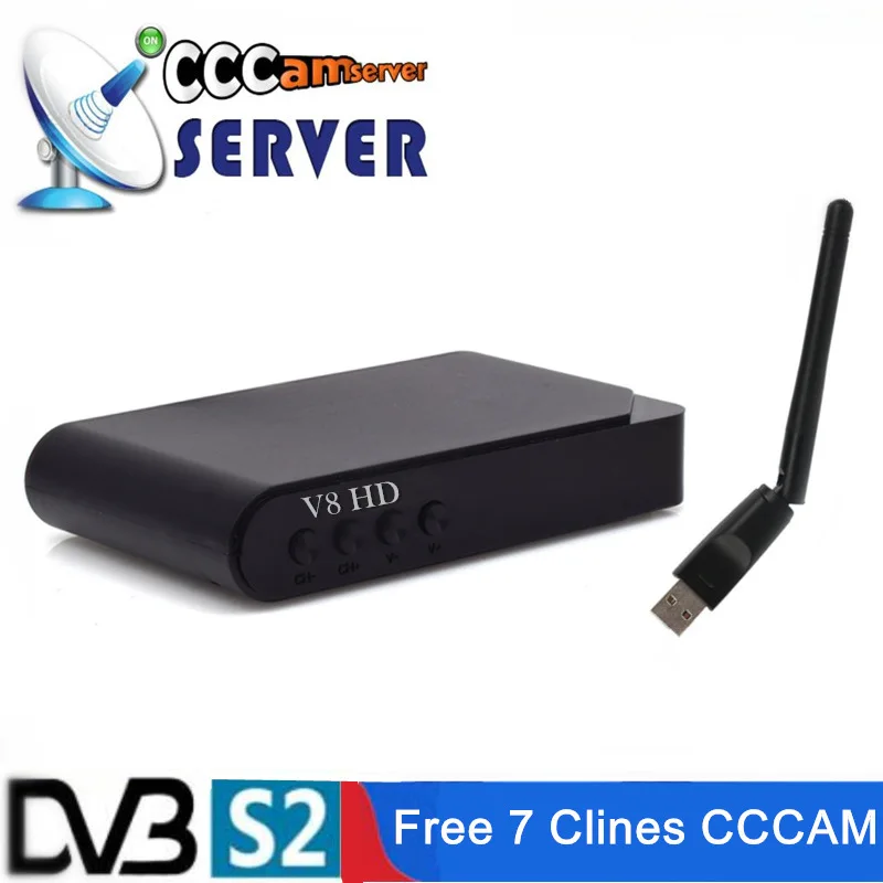 Рецептор satelite cccam espa cccam Европейский сервер Бесплатные Каналы коробка DVB-S2 ccam Wifi 7 линий cccam Португалия, Италия ТВ приемник