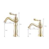 gold and black color brass material deck mounted cold hot water of 2 models short and tall counter faucet