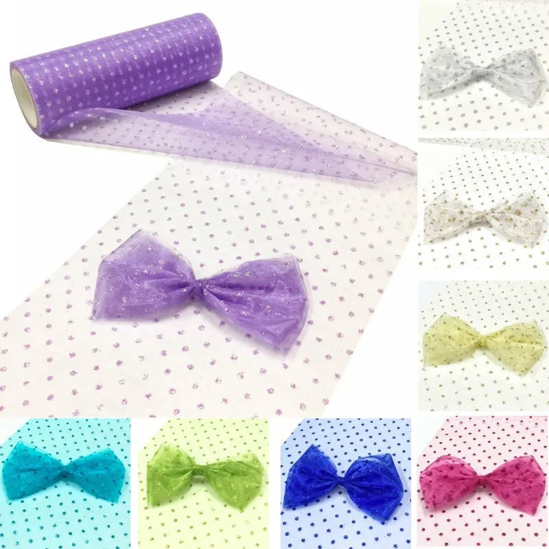 15 см * 10 ярдов блестки блесток Тюль рулон Кристалл органзы прозрачная марлевая