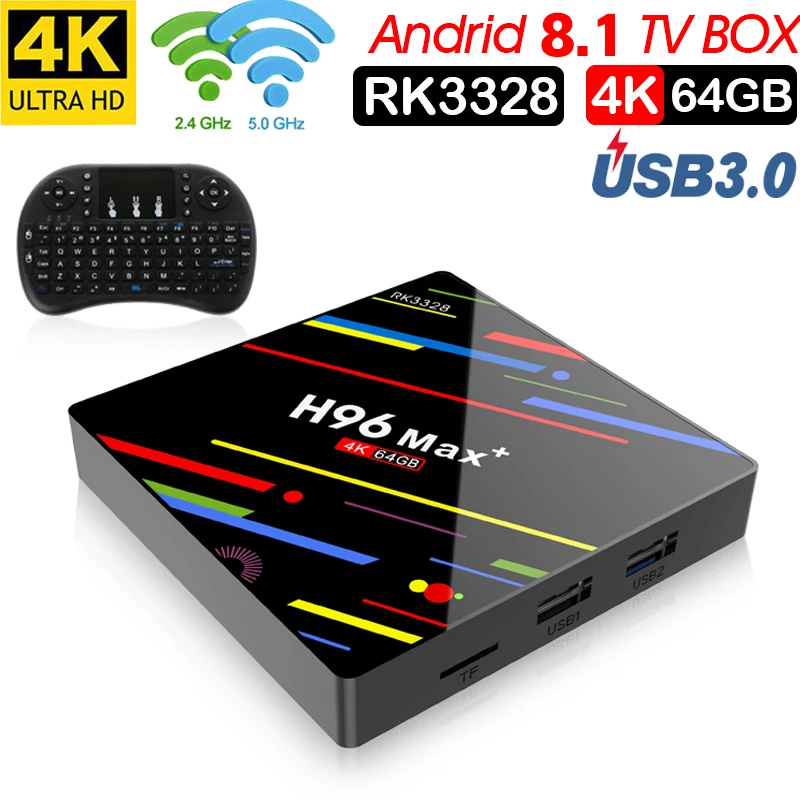H96 MAX Plus Android 8 1 smart TV Box 4 Гб RAM 64 ROM телеприставка RK3328 2 4g/5G Wifi K H.265 GB 32