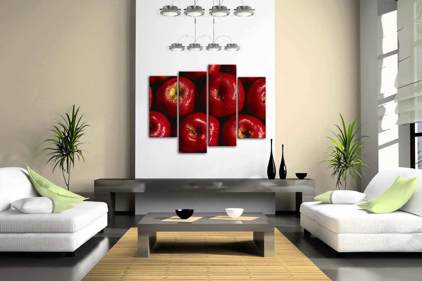 Framed Wall Art Pictures Apple Water Drop Canvas Print Food Modern Posters With Wooden Frames For Home Living Room Decor | Дом и сад