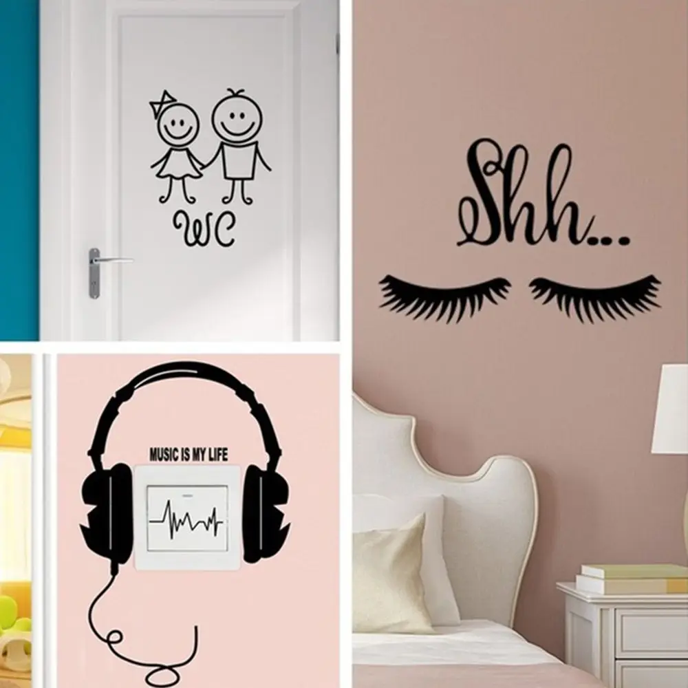 Накладные ресницы WC наушники настенная наклейка арт-переключатель на дверь