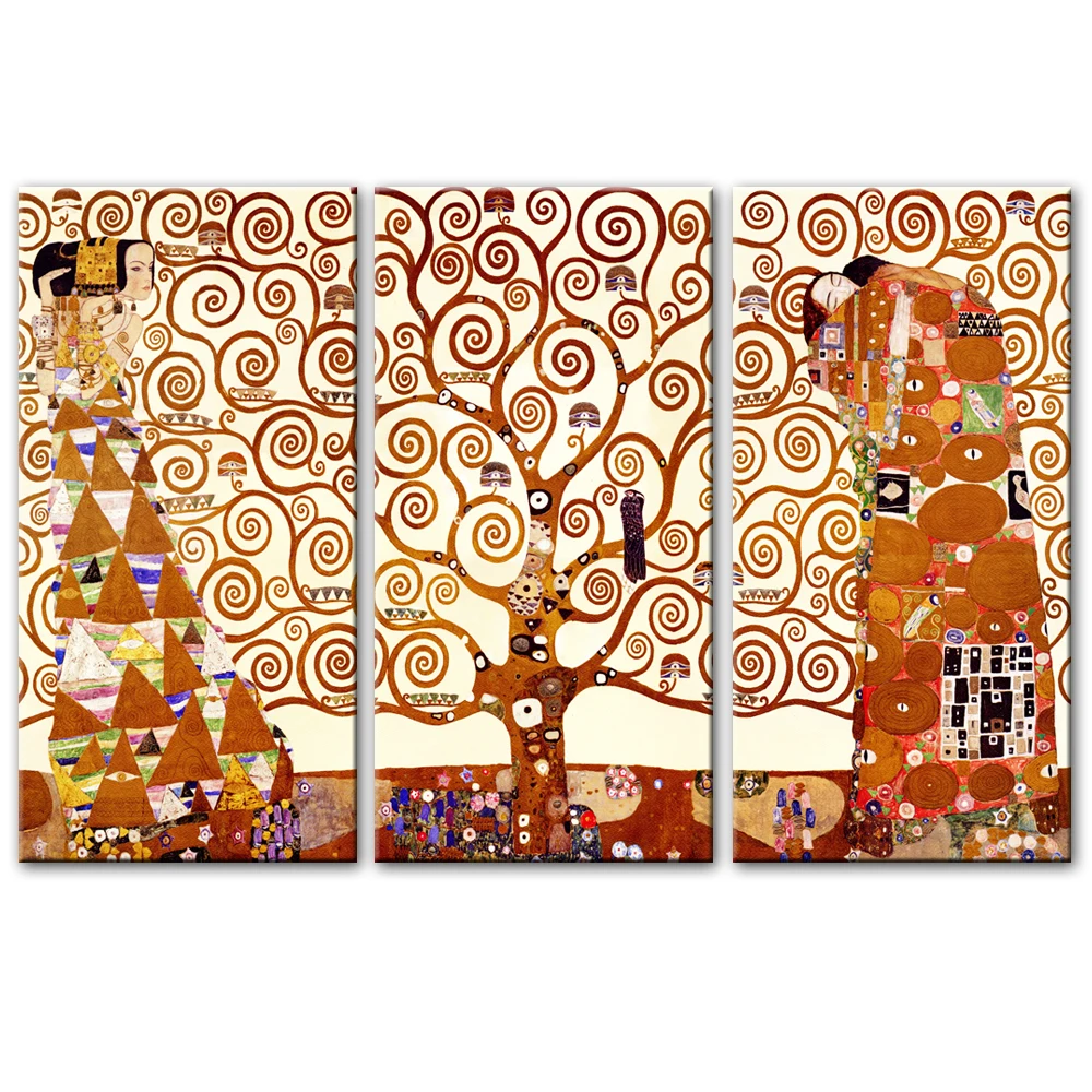 3 Панели Gustav Klimt Kiss холст художественные картины репродукции классическое Древо