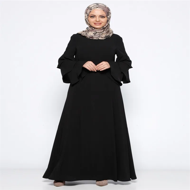 Женское платье макси с длинным рукавом Islamic Abaya Jilbab винтажное Кафтан оборками и