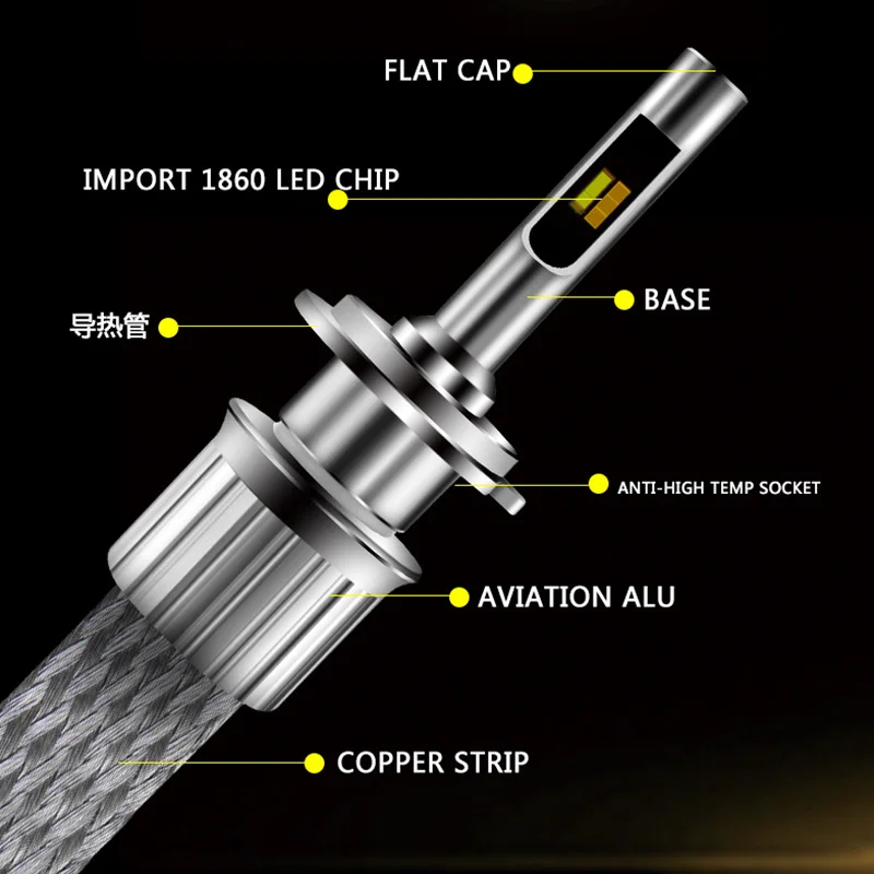 AILEO LED H7 H1 H3 H4 H8 H9 H11 9005 9006 9012 6000K Автомобильная фара 4300K противотуманная 11000LM авто led