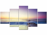 5 pieces modular painting home decor poster prints canvas sunset sea waves sailboat seascape pictures wall art framed j009 025