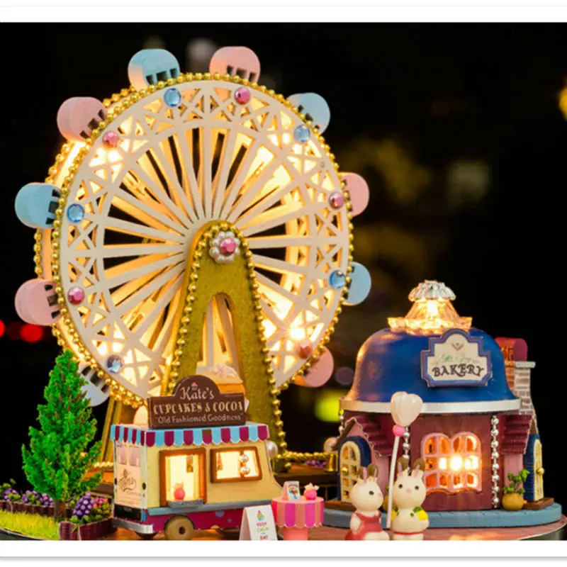 DIY деревянная кукла дом миниатюрная кукольная мебель пластиковый пыльник