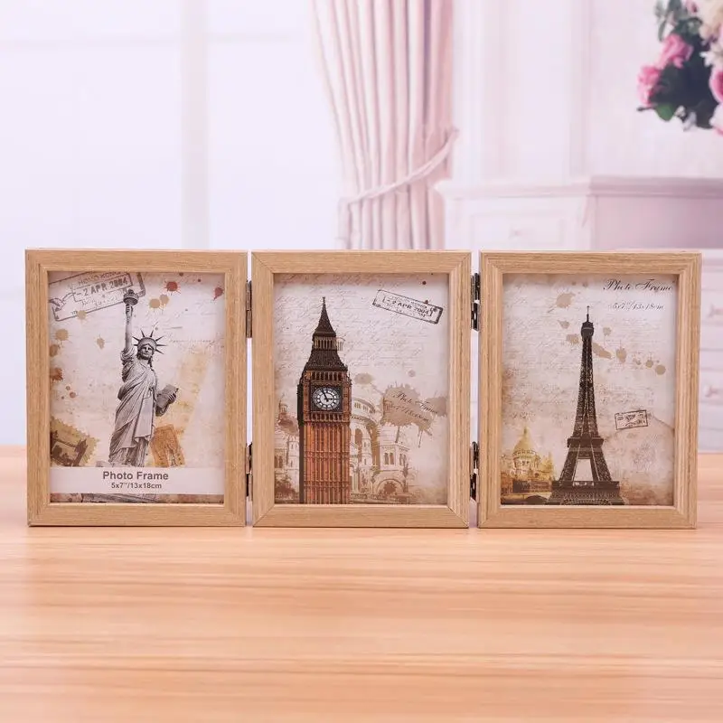 beige Винтажная Современная фоторамка со стеклянной рамкой для рисования домашний декор подарки креативная имитация деревянная рамка для картин семейный дисплей - Цвет: beige
