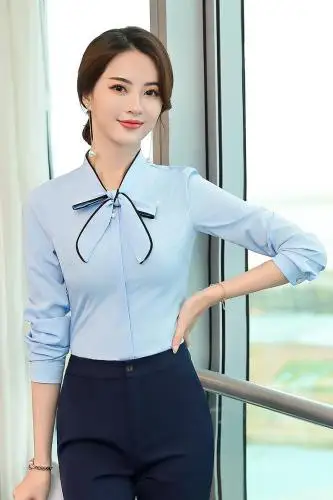 2019 Spring Autumn Fashion Professional White Women Shirts New Style Pure Color Big Code Female Slim Workwear Temperament Blouse |