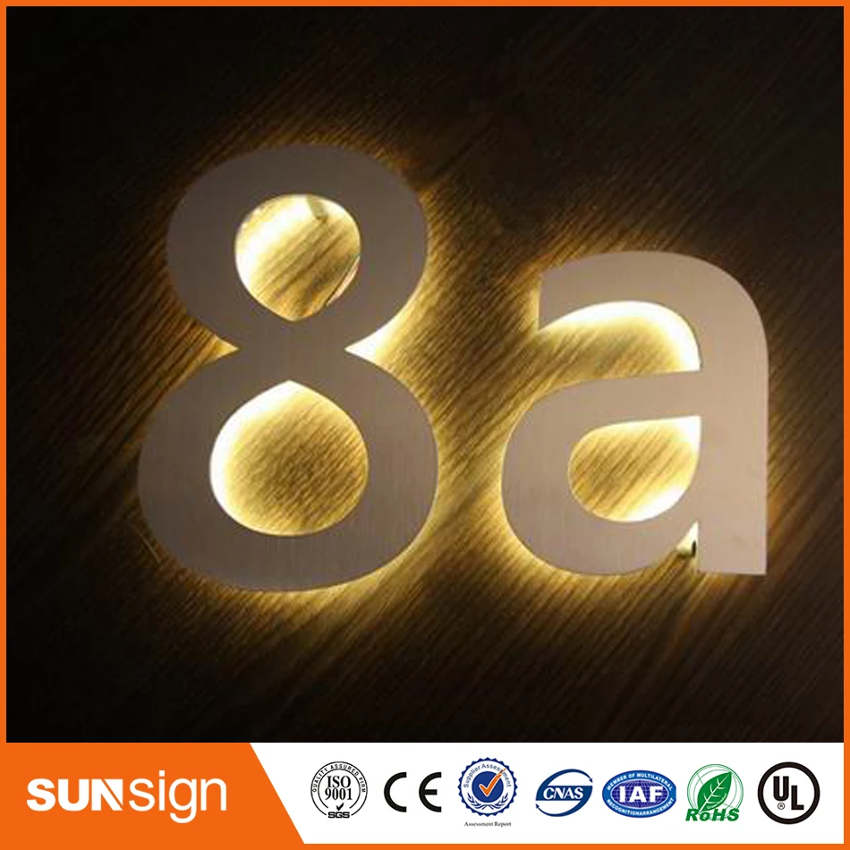 H 30 см оптовая продажа светодиодная подсветка из нержавеющей стали с номером