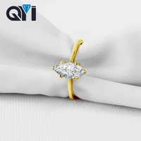 qyi 14k solid yellow gold 1 ct marquise moissanite ring for women wedding engagement rings